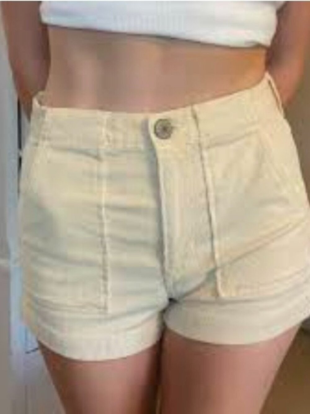 American Eagle cream corduroy shorts